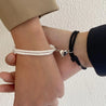 2 Pice Color Black White Hand Rope Love Magnetic Couple Good Friend Good Brother Party Student Travel Fashion Elegant Silver Mul