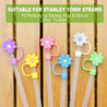 6PCS Straw Cover Cap for Stanley Cup Accessories, Cute Flower Straw Toppers for Tumblers, 10Mm Silicone Straw Covers for Stanley