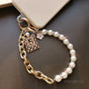 Mobile Phone Lanyard Pearl Chain No. 5 Hanging Tag Bracelet Short Wrist Strap Small Tag Metal Clip Phone Case Universal Strap