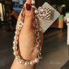 Mobile Phone Lanyard Pearl Chain No. 5 Hanging Tag Bracelet Short Wrist Strap Small Tag Metal Clip Phone Case Universal Strap