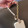 Mobile Phone Lanyard Pearl Chain No. 5 Hanging Tag Bracelet Short Wrist Strap Small Tag Metal Clip Phone Case Universal Strap