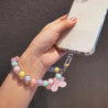 Phone Anti-Lost Lanyard Key Short Wrist Pendant Colorful Macaron round Bead Pendant Women'S Hand-Held Chain Mobile Phone Lanyard