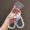 Phone Anti-Lost Lanyard Key Short Wrist Pendant Colorful Macaron round Bead Pendant Women'S Hand-Held Chain Mobile Phone Lanyard