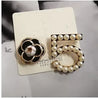 Elegant Design Pearl Tassel Chain Brooches Pins for Women Camellia No.5 Crysatl Party Jewelry