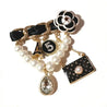 Elegant Design Pearl Tassel Chain Brooches Pins for Women Camellia No.5 Crysatl Party Jewelry