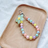 Phone Anti-Lost Lanyard Key Short Wrist Pendant Colorful Macaron round Bead Pendant Women'S Hand-Held Chain Mobile Phone Lanyard